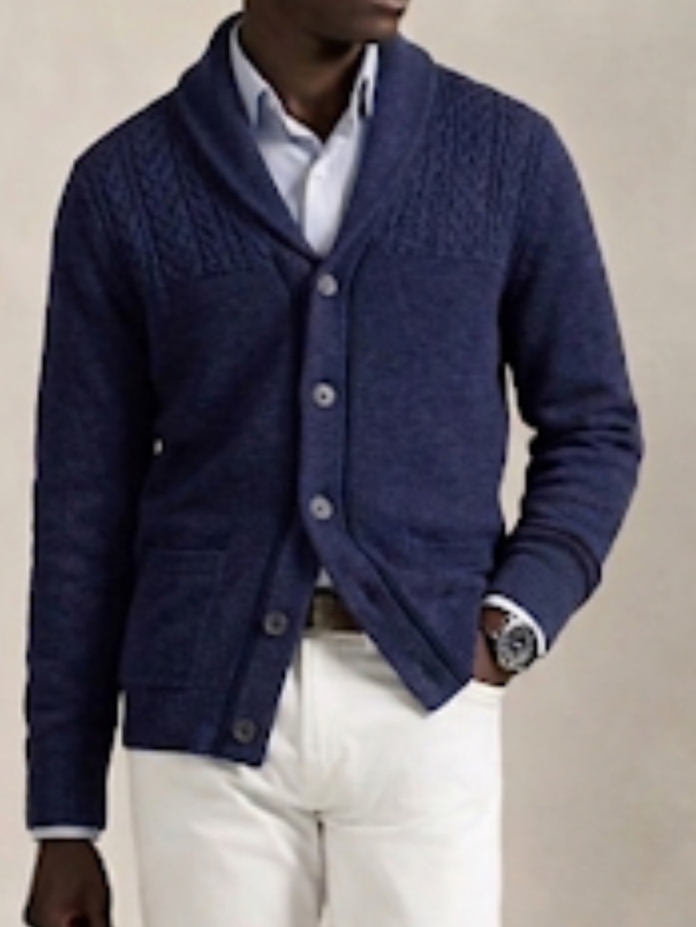 BOSS Hugo Boss Mens Virgin Wool Yak Blend Shawl Collar Cardigan Sweater S